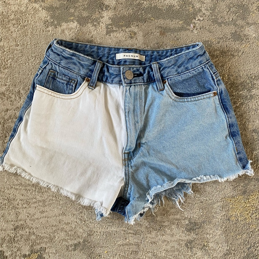 PacSun Two-Tone Blue and White Jean Shorts